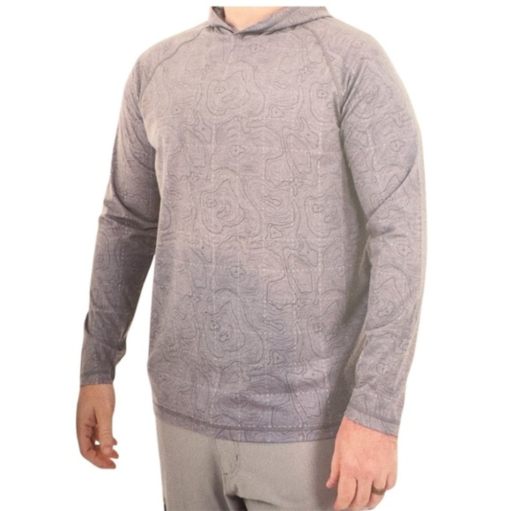 Habit Mens Lightweight Hoodie Elevation Black Topo Map Print Performance Small